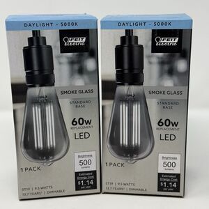 Lot of 2 Feit Electric ST19 Vintage Edison LED Dimmable Smoke Glass Bulbs E26